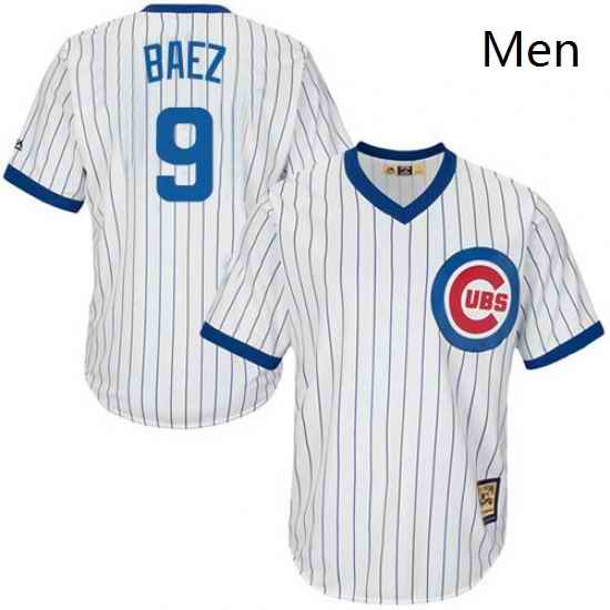 Mens Majestic Chicago Cubs 9 Javier Baez Replica White Home Cooperstown MLB Jersey